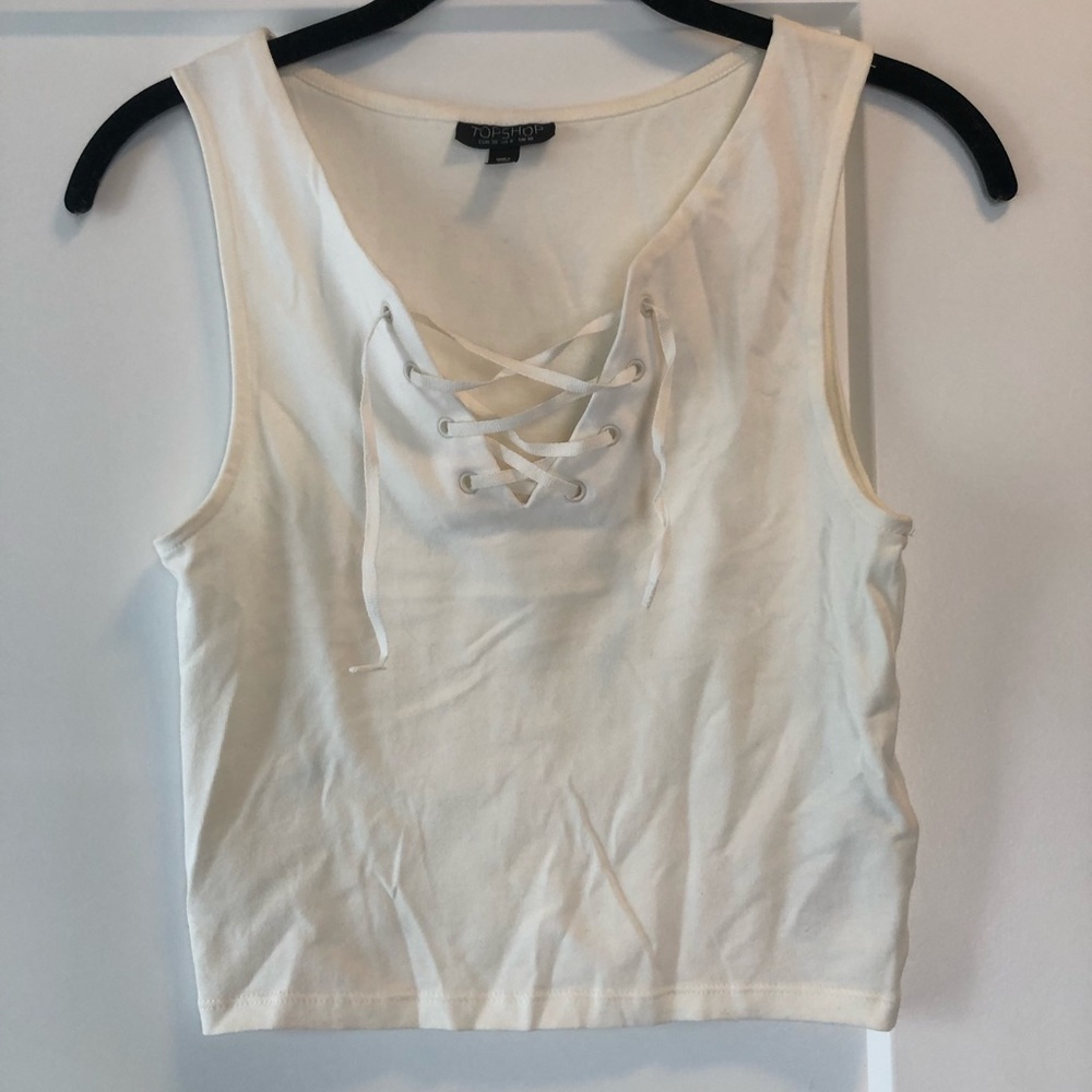 Top shop crop lace up top.